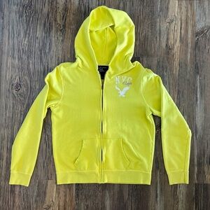American Eagle Outfitters Full Zip Hooded Sweatshirt Hoodie Womens L Neon Yellow